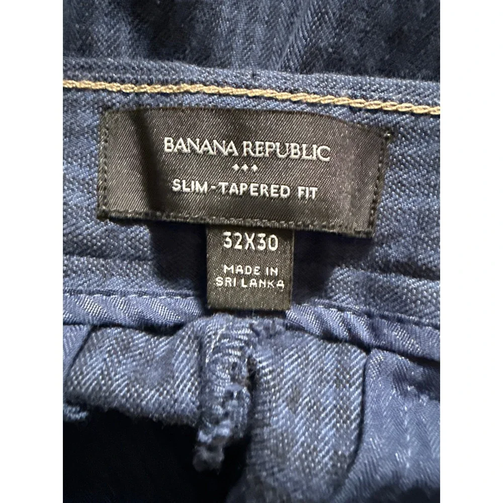 Banana Republic Slim Tapered Fit Mens Dress Pants Blue Plaid‎ Size 32x30
